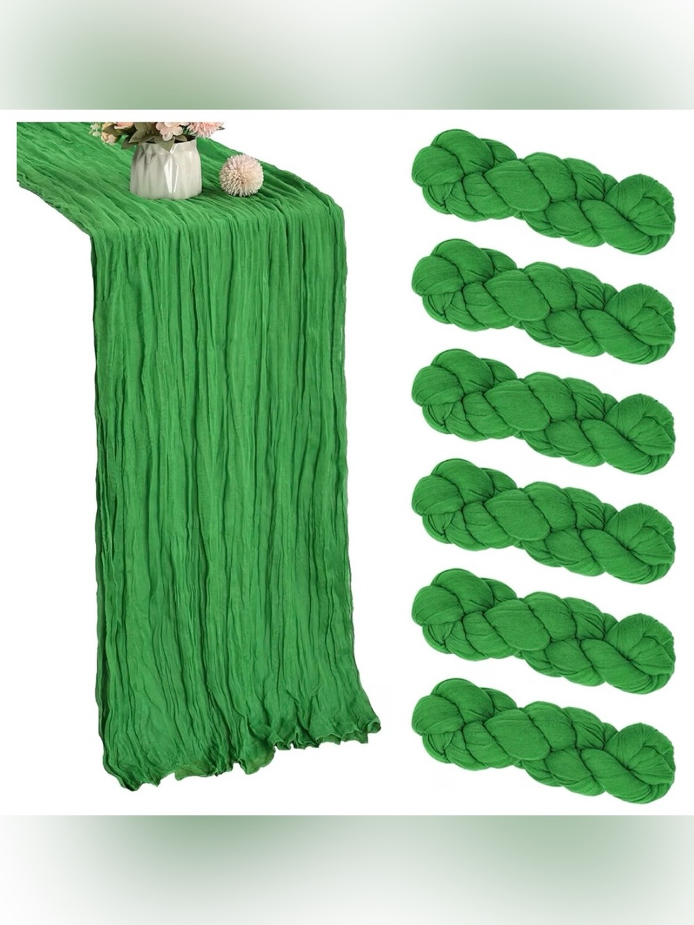 6 Pack Green Cheesecloth Table Runner